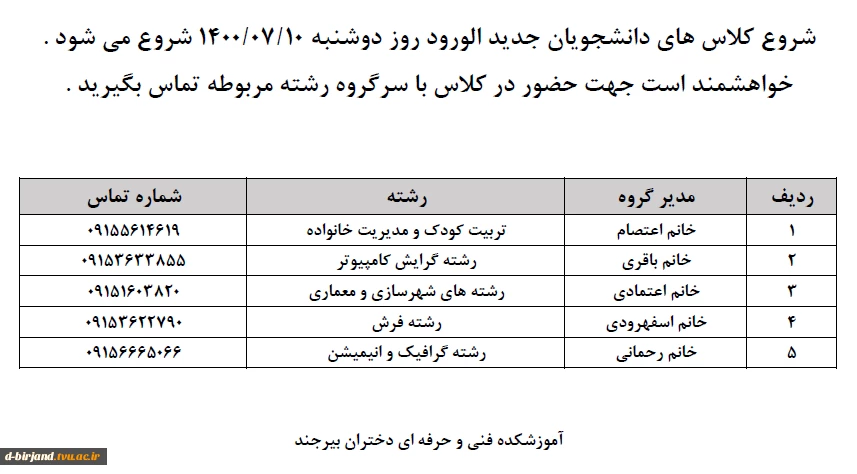 شروع کلاس ها